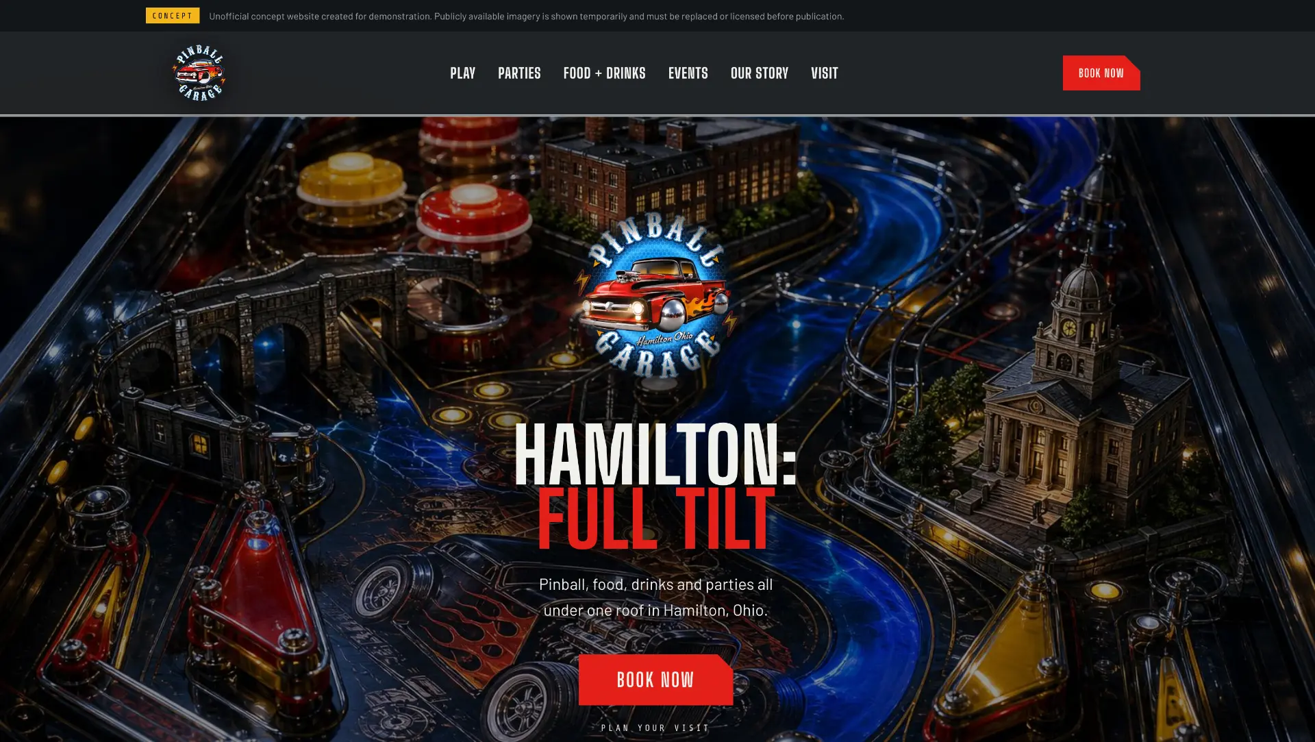 Pinball Garage homepage built by Goodfront